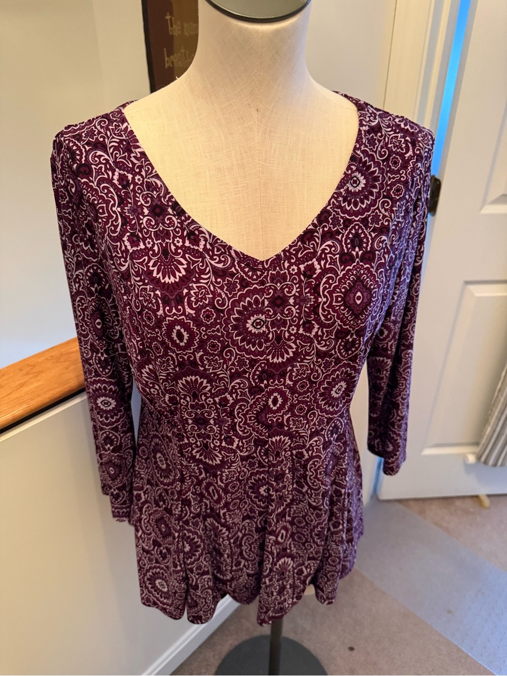 Roz & Ali Purple Paisley V-Neck Tunic